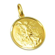 Load image into Gallery viewer, SOLID 18K YELLOW GOLD SAINT MICHAEL ARCHANGEL 21 MM MEDAL, PENDANT MADE IN ITALY.

