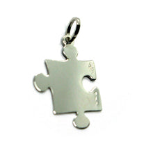 Load image into Gallery viewer, 18k white gold charm pendant, 20mm 0.8&quot; puzzle piece, flat, made in Italy
