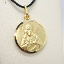 Load image into Gallery viewer, solid 18k yellow gold Sacred Heart of Jesus 15mm round medal, pendant
