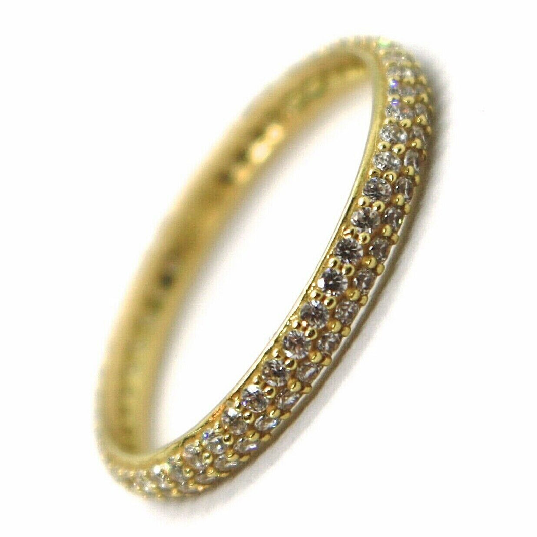 18K YELLOW GOLD ETERNITY BAND RING, DOUBLE CUBIC ZIRCONIA ROW, THICKNESS 2.5 MM.