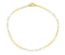 Load image into Gallery viewer, 18K YELLOW WHITE GOLD FLAT BRACELET 2mm SMALL OVALS AND PLATES, LENGTH 8.3&quot; 21cm.
