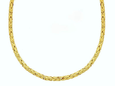 18k yellow gold rounded tubolar thin 2.5mm byzantine chain necklace, 45cm 18
