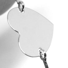 Load image into Gallery viewer, 18k white gold bangle mini bracelet, semi rigid, flat heart, made in Italy.
