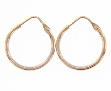 18k rose gold round circle earrings diameter 15 mm width 1.7 mm, made in Italy.
