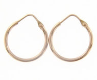 18k rose gold round circle earrings diameter 15 mm width 1.7 mm, made in Italy.