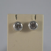 Load image into Gallery viewer, SOLID 18K WHITE GOLD EARRINGS, WITH ZIRCONIA, WIDTH 0.28 INCHES, MADE IN ITALY
