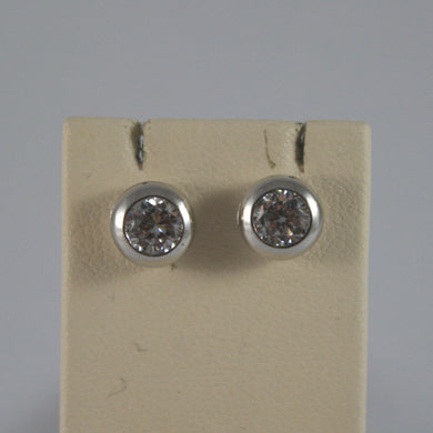 SOLID 18K WHITE GOLD EARRINGS, WITH ZIRCONIA, WIDTH 0.28 INCHES, MADE IN ITALY.