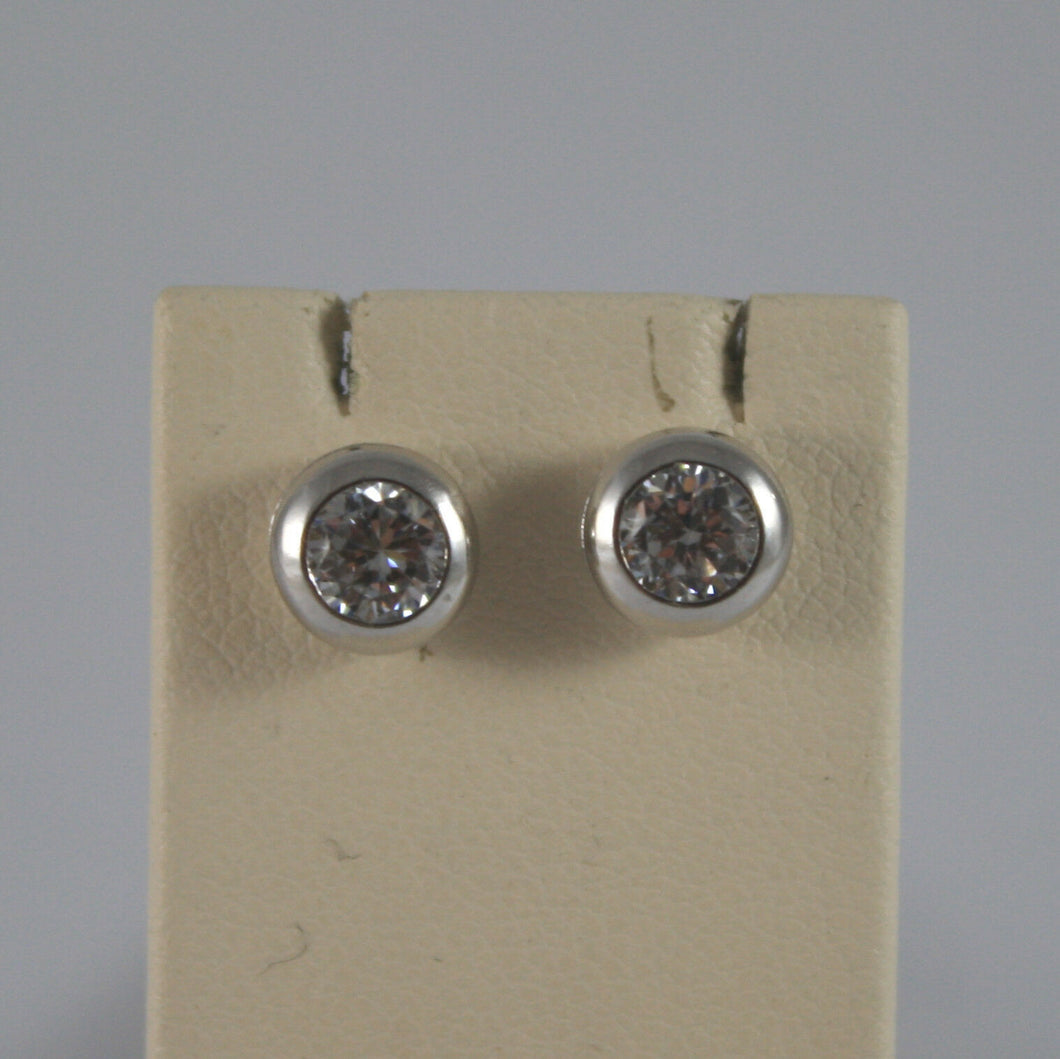 SOLID 18K WHITE GOLD EARRINGS, WITH ZIRCONIA, WIDTH 0.28 INCHES, MADE IN ITALY