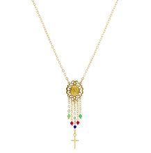 Load image into Gallery viewer, 18K YELLOW GOLD YELLOW GOLD NECKLACE WITH MIRACULOUS MADONNA AND CUBIC ZIRCONIA.
