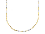 18K YELLOW WHITE GOLD FLAT CHAIN NECKLACE 2mm SMALL OVALS AND PLATES 20