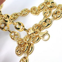 Load image into Gallery viewer, 18K YELLOW GOLD MARINER CHAIN BIG OVALS 10 MM, 24 INCHES ANCHOR ROUNDED NECKLACE
