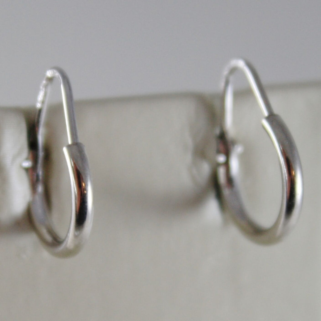 18k white gold earrings mini circle hoop 12 mm 0.47 in diameter made in Italy