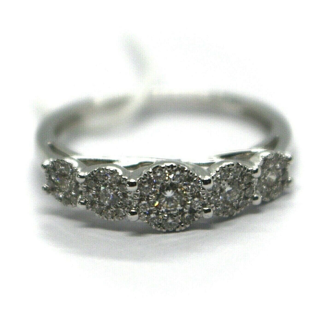 SOLID 18K WHITE GOLD RING, BAND WITH DIAMONDS 0.39 CARATS, pavè, ITALY MADE.