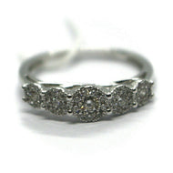 SOLID 18K WHITE GOLD RING, BAND WITH DIAMONDS 0.39 CARATS, pavè, ITALY MADE.
