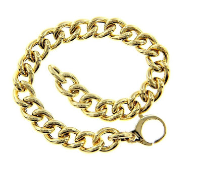18K YELLOW GOLD BRACELET TUBULAR ROUNDED 8x10mm GOURMETTE OVAL LINKS 20cm 7.9