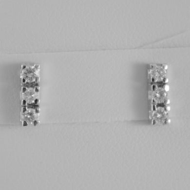 18k white gold trilogy 9 mm earrings round diamonds 0.30 carats, made in Italy.