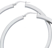 Load image into Gallery viewer, 18k white gold circle earrings diameter 50 mm with square tube, made in Italy.
