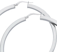 18k white gold circle earrings diameter 50 mm with square tube, made in Italy.