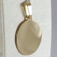 18K YELLOW GOLD OVAL, PHOTO & TEXT ENGRAVED PERSONALIZED PENDANT 25 MM, MEDAL.