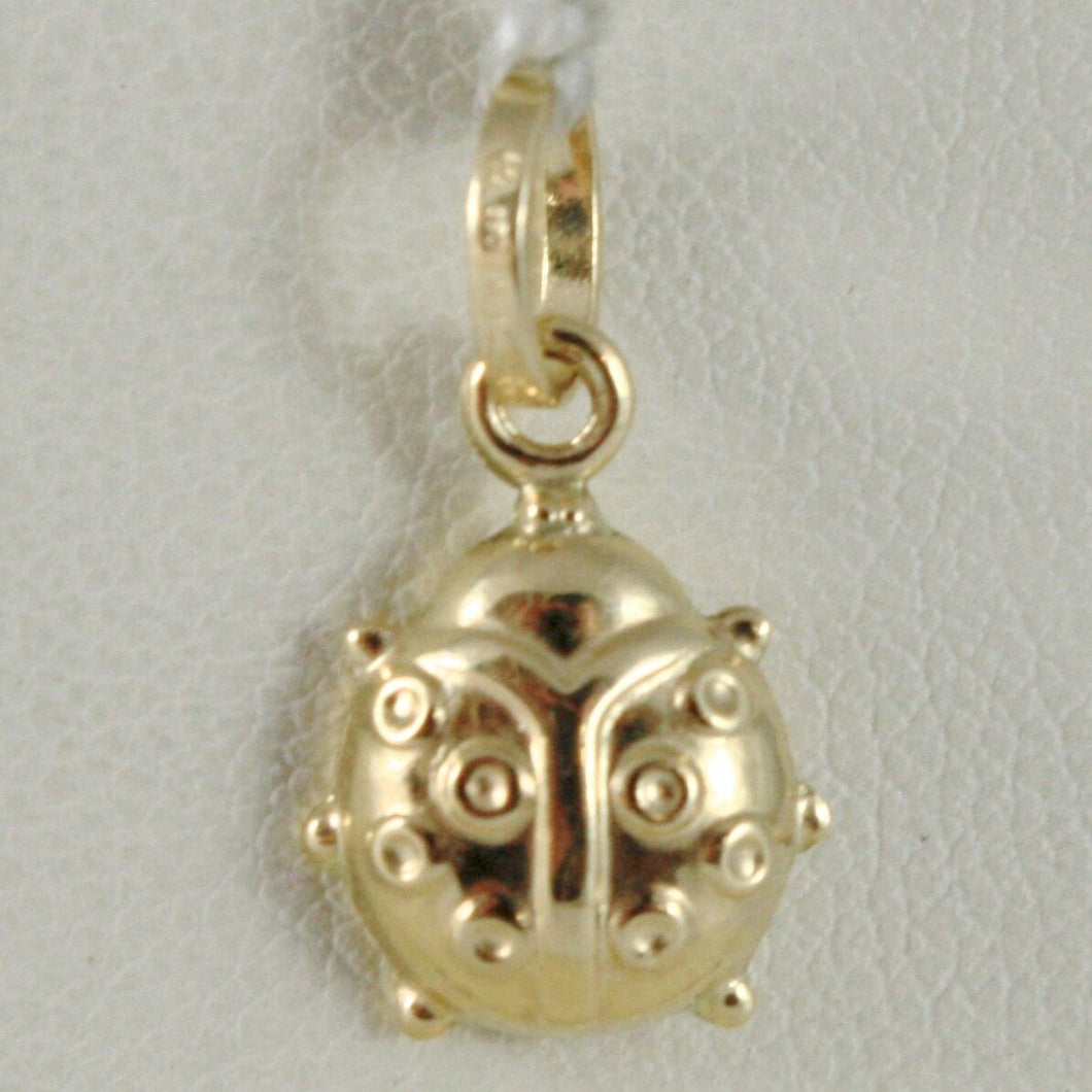 18K YELLOW GOLD ROUNDED LADYBUG PENDANT CHARM 18MM SMOOTH LADYBIRD MADE IN ITALY.
