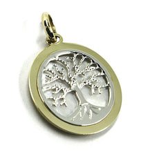 Load image into Gallery viewer, 9k white yellow gold pendant, tree of life disc diameter 17 mm, mother of pearl.
