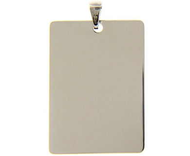 18k white gold medal pendant, square, smooth, 21x30mm possibility of engraving.