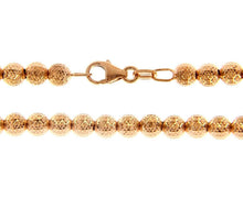 Load image into Gallery viewer, 18k rose gold balls chain worked spheres 4mm diamond cut, faceted 18&quot;, 45cm.
