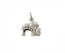 Load image into Gallery viewer, 18k white gold rounded elephant pendant charm 17 mm smooth bright made in Italy
