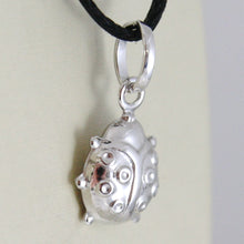 Load image into Gallery viewer, 18k white gold rounded ladybug pendant charm 18mm smooth ladybird made in Italy.
