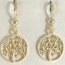 Load image into Gallery viewer, 18K YELLOW GOLD PENDANT EARRINGS WITH BEAUTIFUL TREE OF LIFE, MADE IN ITALY
