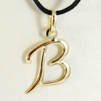 18k yellow gold pendant charm initial letter B, slightly rounded slab 18mm.