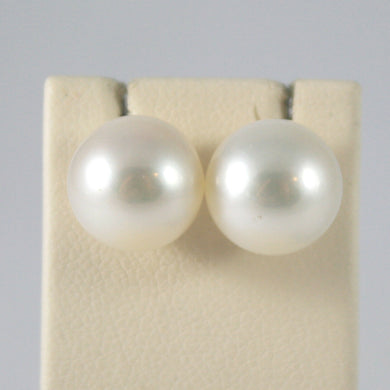 SOLID 18K YELLOW GOLD EARRINGS WITH FRESHWATER WHITE PEARLS MADE IN ITALY..