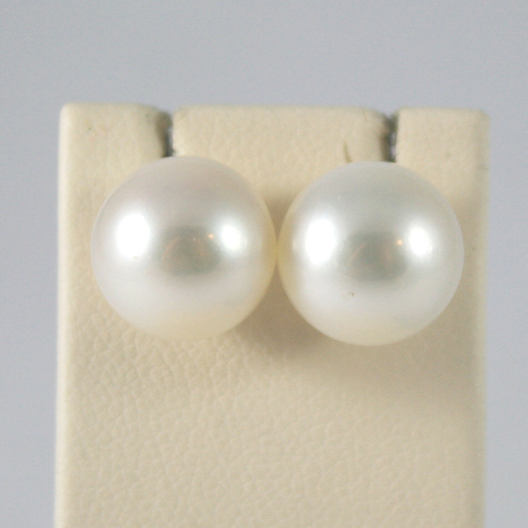 SOLID 18K YELLOW GOLD EARRINGS WITH FRESHWATER WHITE PEARLS MADE IN ITALY..