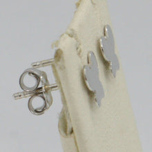 Load image into Gallery viewer, SOLID 18K WHITE GOLD EARRINGS FLAT BUTTERFLY, SHINY, SMOOTH, 8 MM, MADE IN ITALY
