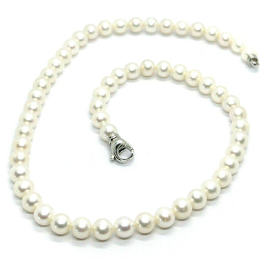 18k white gold 7/7.5 mm round white freshwater high quality pearls necklace.