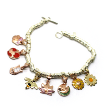 Load image into Gallery viewer, BRACELET &amp; VIOLET WATER LILY TULIP POPPY SUNFLOWER LOTUS DAISY 9K GOLD PENDANTS.
