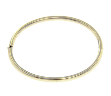 18K WHITE GOLD BRACELET RIGID BANGLE, 4mm OVAL ROUNDED TUBE SMOOTH.