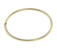 18K WHITE GOLD BRACELET RIGID BANGLE, 4mm OVAL ROUNDED TUBE SMOOTH.
