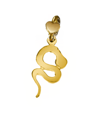 Load image into Gallery viewer, SOLID 9K YELLOW GOLD SMALL 15mm PENDANT FLAT SNAKE MADE IN ITALY BY DODO MARIANI.
