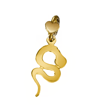 SOLID 9K YELLOW GOLD SMALL 15mm PENDANT FLAT SNAKE MADE IN ITALY BY DODO MARIANI.