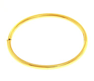 18K YELLOW GOLD BRACELET RIGID BANGLE, 4mm OVAL ROUNDED TUBE SMOOTH.