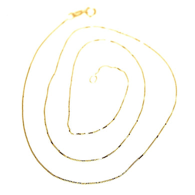 18K YELLOW GOLD CHAIN NECKLACE 0.5 mm MINI VENETIAN LINK 15.75 IN. MADE IN ITALY.