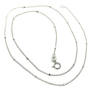 18K WHITE GOLD CHAIN MINI THIN CIRCLE ROLO 1mm ALTERNATE FACETED CUBES 16