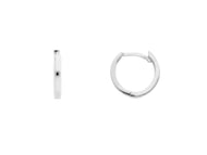 18K WHITE GOLD HOOPS SMALL EARRINGS DIAMETER 10mm SQUARE TUBE THICKNESS 1.5mm.