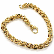 18K YELLOW GOLD BRACELET, BRAID, ROPE, THICKNESS 6 MM, TWISTED, SHOWY, WAVY.