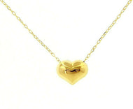 18K YELLOW GOLD NECKLACE WITH 10mm SMALL ROUNDED HEART, ROLO OVAL 1mm CHAIN.