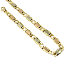 Load image into Gallery viewer, 18K YELLOW WHITE ROSE GOLD BRACELET 6 MM, 7.5&quot; SQUARE FLAT ALTERNATE GOURMETTE
