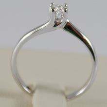 Load image into Gallery viewer, 18k white gold solitaire wedding band wave spiral ring diamond .16 made in Italy.
