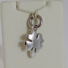 Load image into Gallery viewer, 18k white gold four leaf clover charm pendant 11 mm flat smooth made in Italy
