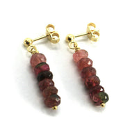 18k yellow gold pendant earrings with faceted purple tourmaline discs, 2.5cm, 1